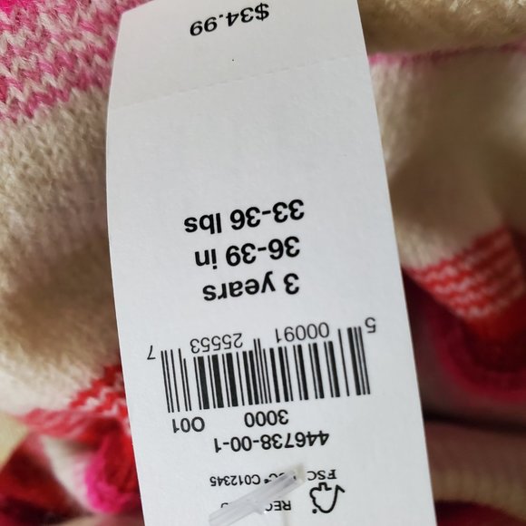 NEW‎ Gap Toddler Pink Stripe Sweater. NWT. Size 3 years. - Picture 3 of 3